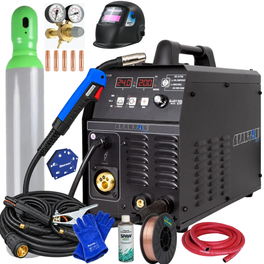 Spartus EasyMIG 200-Synergická Co2 Multi Zváračka SET ZAPOJ a ZVÁRAJ