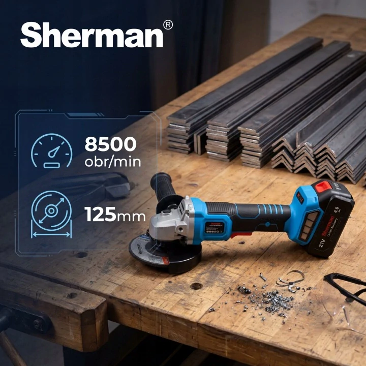 Sherman ET-301 akumulátorová uhlová brúska 21V 2x 4,0Ah