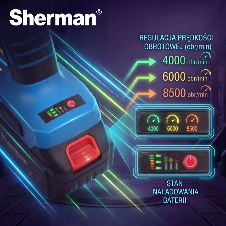 Sherman ET-301 akumulátorová uhlová brúska 21V 2x 4,0Ah