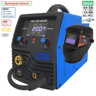 Sherman- MIG 200 SMART Zváračka Co2 MIG/MMA Synergy+káble+horák